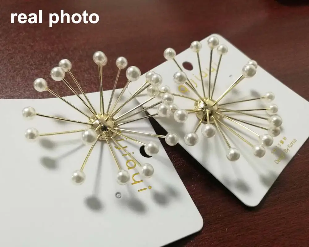 Женские серьги-гвоздики с жемчугом EAM сережки-подвески в виде фейерверков