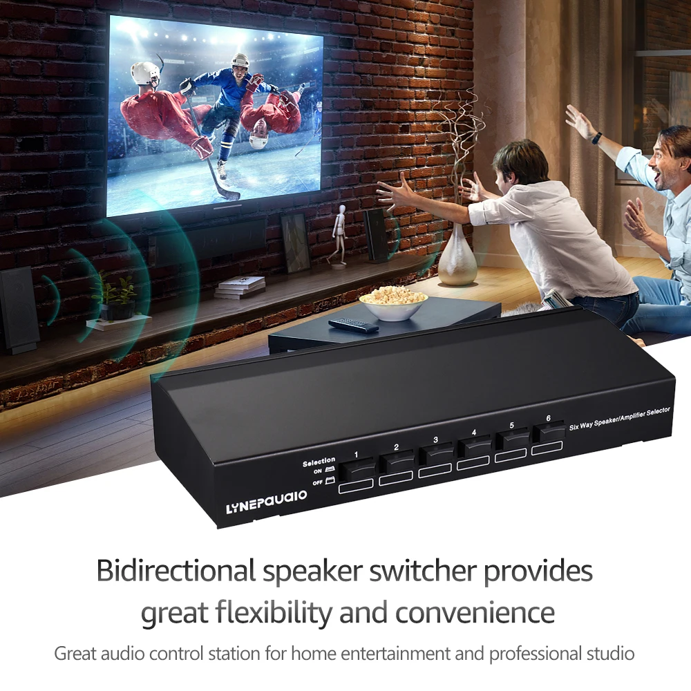 

LINEPAUDIO Source Speaker Selector Bidirectional Connection Stereo Loudspeaker Amplifier Comparator Audio Receiver Splitter Box