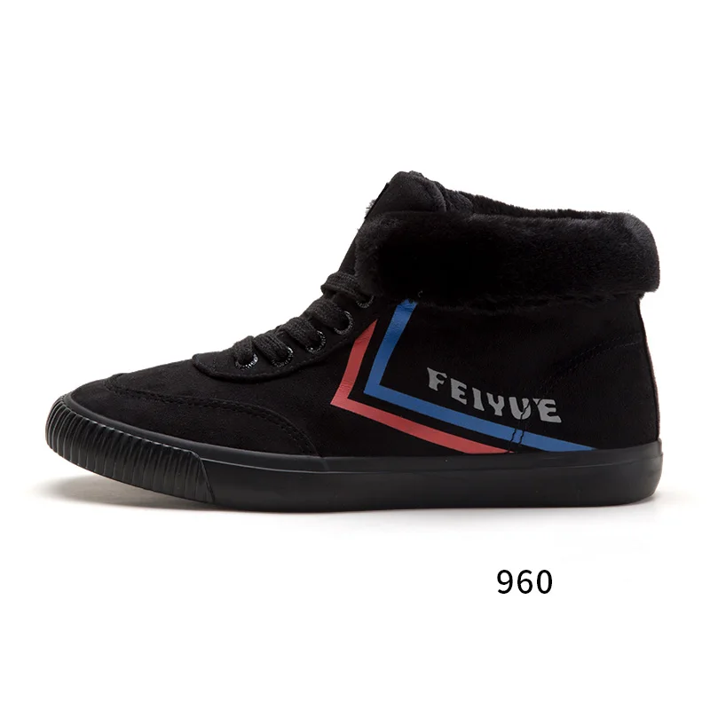 Feiyue/зимняя парусиновая обувь 959 г. Женская обувь для мужчин вулканизированные Кеды высокие рыцарские хлопковые туфли на плоской подошве, 2 цвета - Цвет: 960