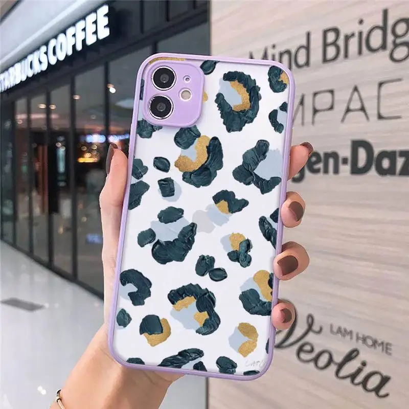 

Leopard Print Phone Cases Matte For iPhone 12 Mini 11 Pro XR XS Max 7 8 Plus X Hard PC Back Cover
