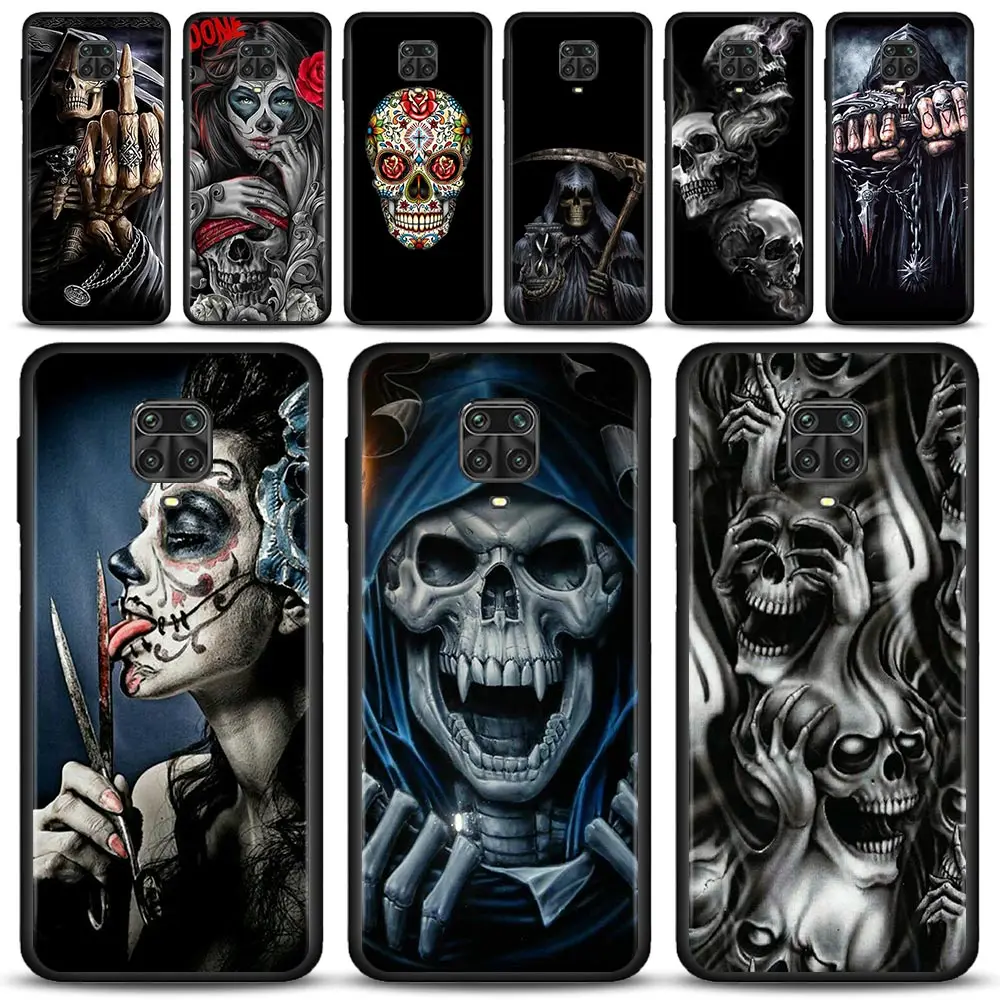 

Grim Reaper Skull Skeleton Case For Xiaomi Redmi Note 10 9 9s 9T 8 8T 7 Pro Max 5G Cover For Redmi K40 9 9A 9C 9T Silicone Shell