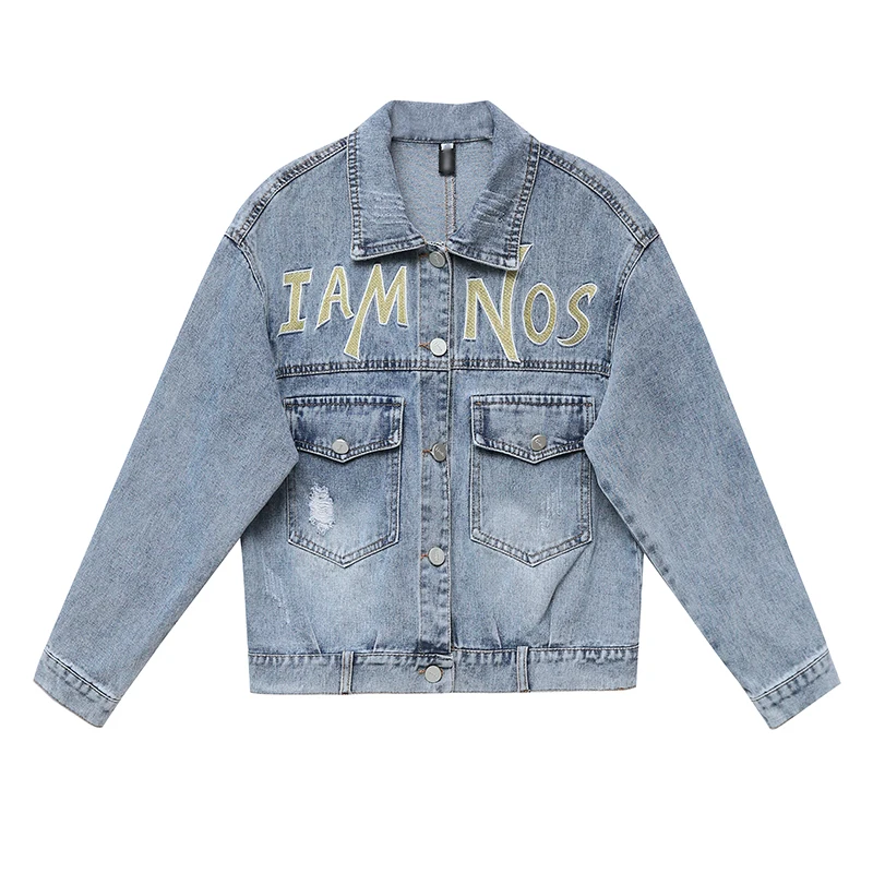 

Denim Jackets Women's Blue Coat 2020 Autumn Denim Jackets for Women Jeans Single Breasted Denim Coats Female Feminine Clothing