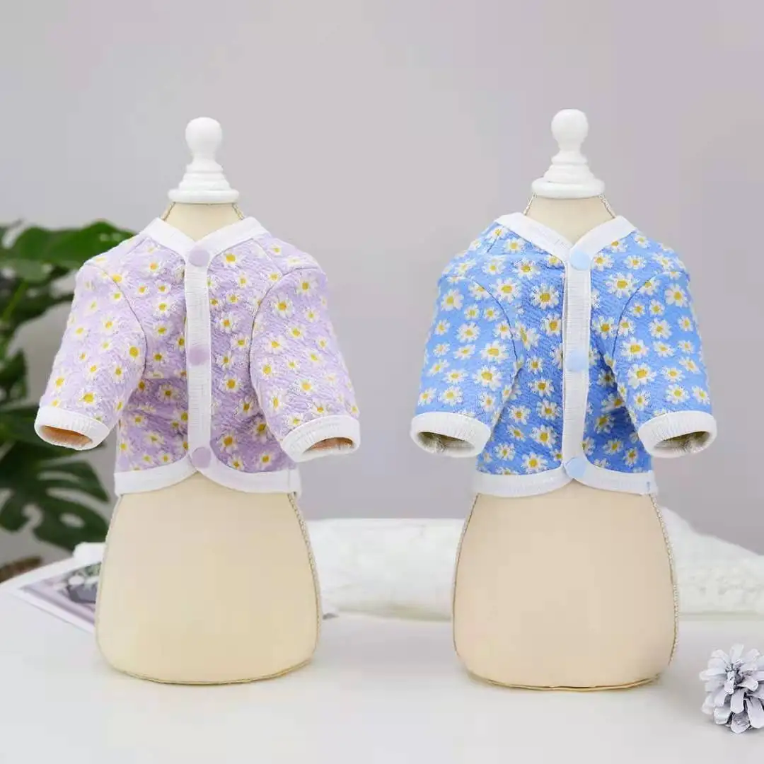 

New Small Dog Daisy Cardigan Pet Teddy Bear Clothes For Dogs Bichon Pomeranian Schnauzer Yorkshire Costume Teacup Puppy Clothing