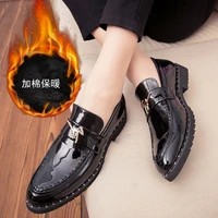 men autumn without plush winter with plush cold proof casual shoe male new fashion pu leather loafers comfy trendy leisure shoes