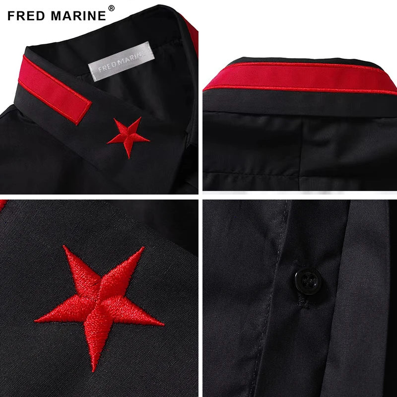 

Mens blouse and shirts high quality men clothing with star print man short hand shirt force 2021 style White shirt for work