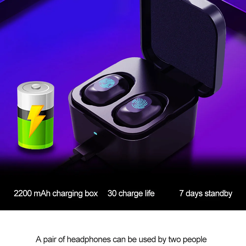CBAOOO TWS Bluetooth спортивные музыкальные беспроводные наушники Bluetooth 5,0 наушники с микрофоном и зарядным устройством