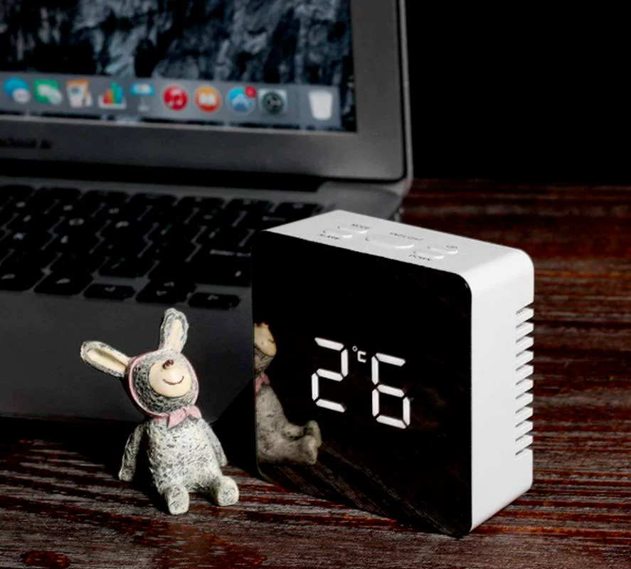 Зеркальный Цифровой светодиодный Будильник с функцией повтора времени