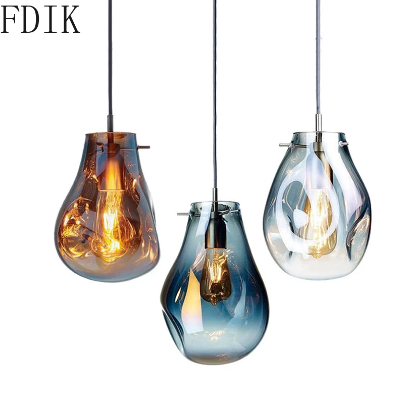 

Colorful Glass Pendant Light Fixture Modern Led Hanglamp for Bar Kitchen Coffee Hotel Nordic Loft Deco Hanging Lamp Luminaire