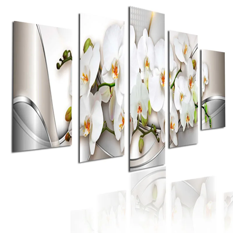 

Flower 5 Piece Canvas Flower Art Fractal Abstract Paintings On Canvas Wall Art For Home Decoration Unframe