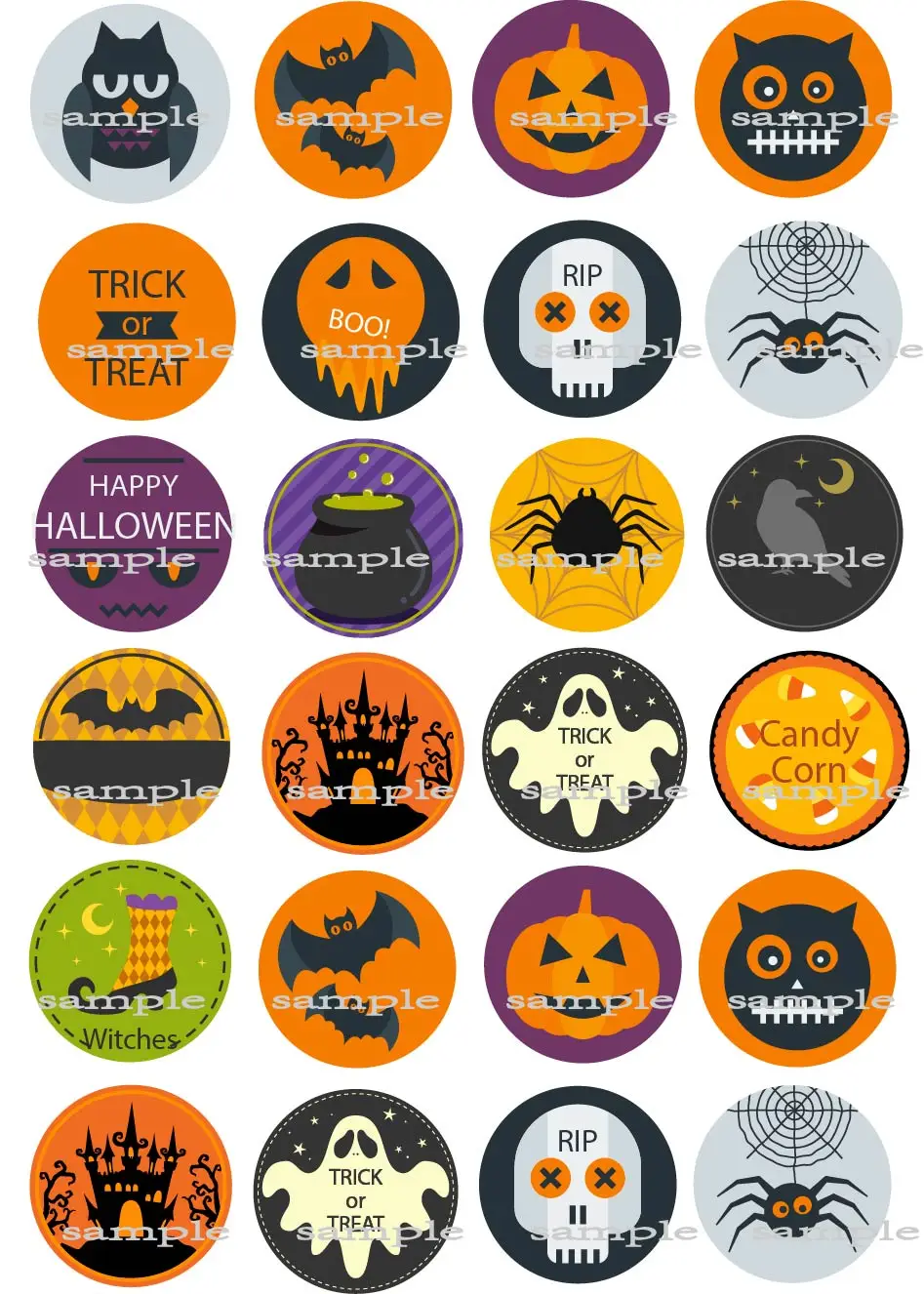 24 Хэллоуин тематический съедобный торт Топпер Вафля рисовая бумага печенье кекс