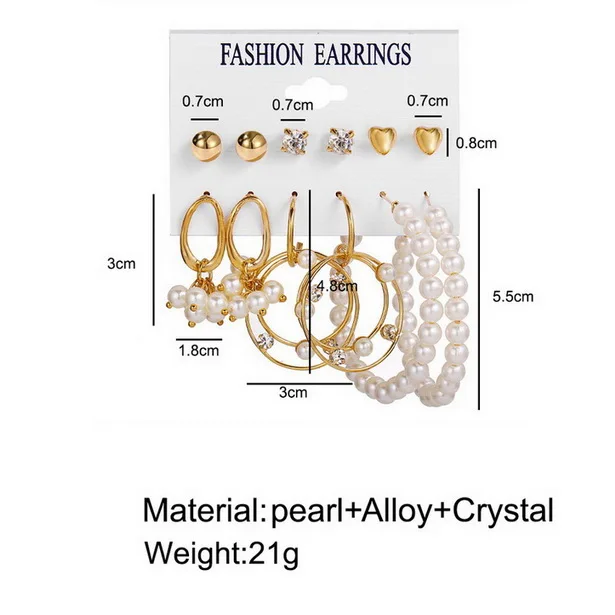 

2021 Fashion Trend Simple Personality Exaggerated For Women's Earring Set Pearl Hoop Gold