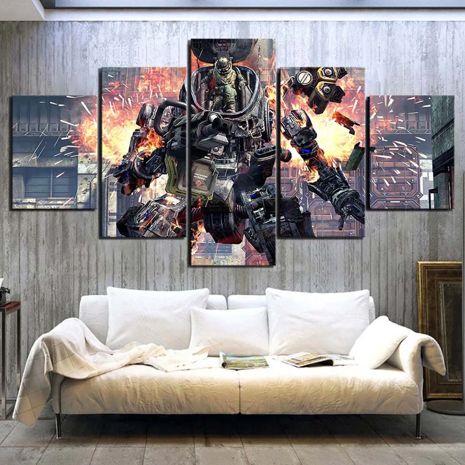 Домашнее украшение Картина на холсте с принтом 5 панелей боевой робот титан 2
