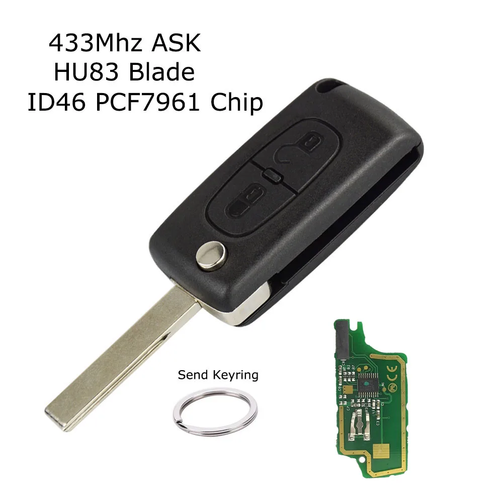HU83 Blade OkeyTech дистанционный ключ для Citroen C4 C3 C5 Berlingo; Picasso peugeot Partner 307 407 HU83 VA2 лезвие и кольцо 433 МГц ID46 чип CE0536 - Цвет: HU83 Blade