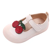 2021 spring shoes for girls children casual flats t strap rhinestone cherry fruit cute cartoon kids sneakers leather shoes 15 25