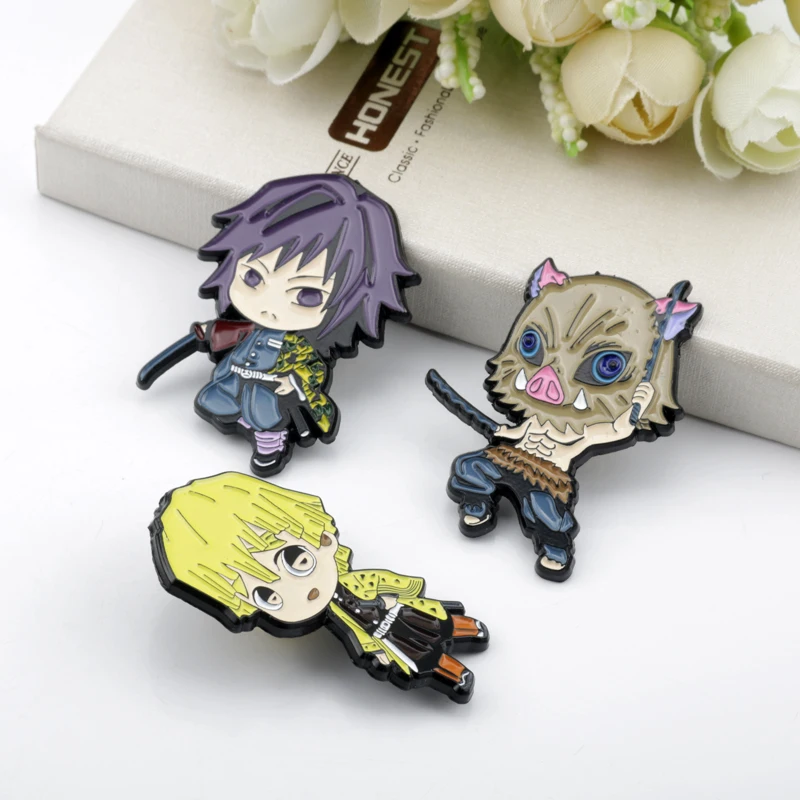Эмалированная брошь в мультяшном стиле из аниме рассекающий демонов киметсу no