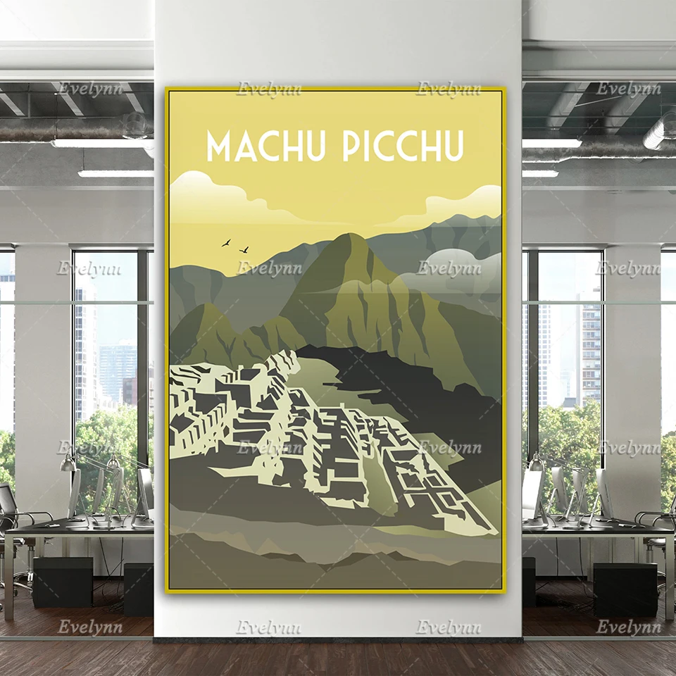 Постер для путешествий Machu Picchu ретро печать путешествие настенное искусство Перу