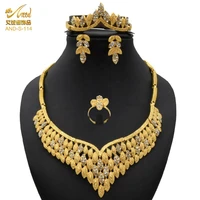 dubai gold jewelry sets for women designer fashion nigerian necklace earring ring ethiopian african wedding bracelet 4pcs jewel