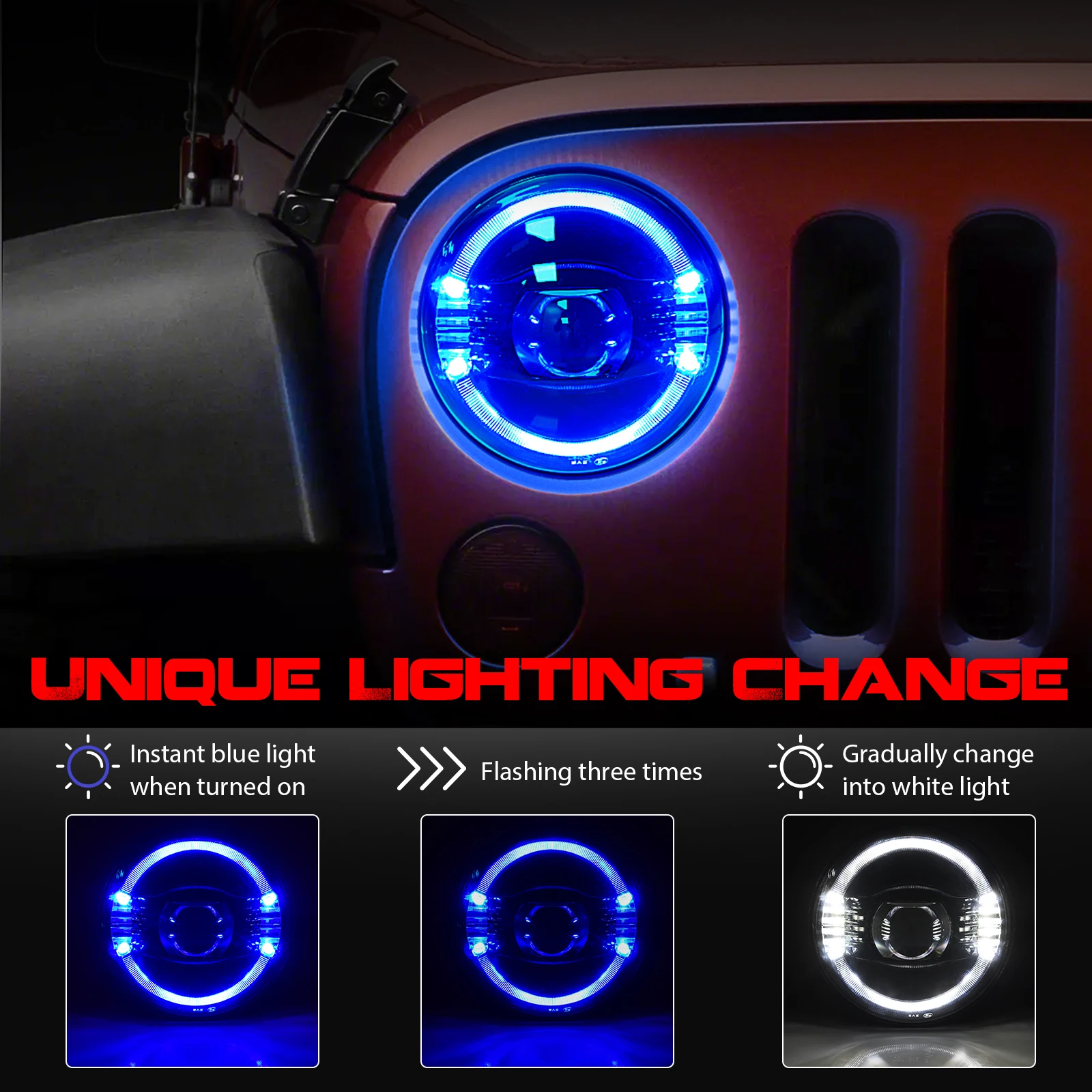 MICTUNING 7 дюймовая 100 Вт светодиодная фара дальнего света с DRL дневные ходовые огни
