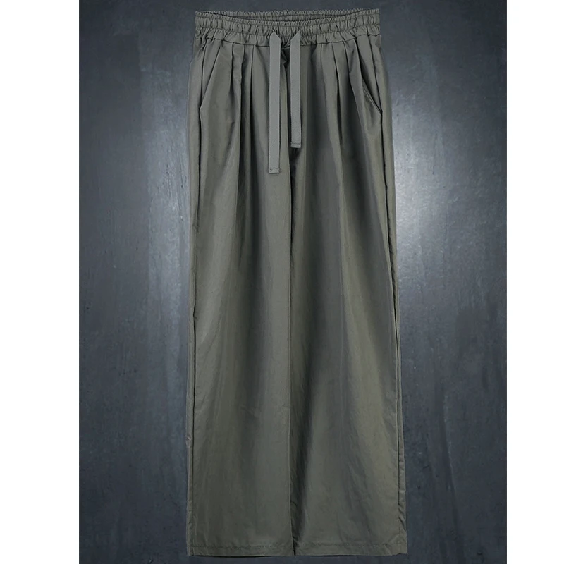 

Men's new solid color loose fashion lace up wide leg pants