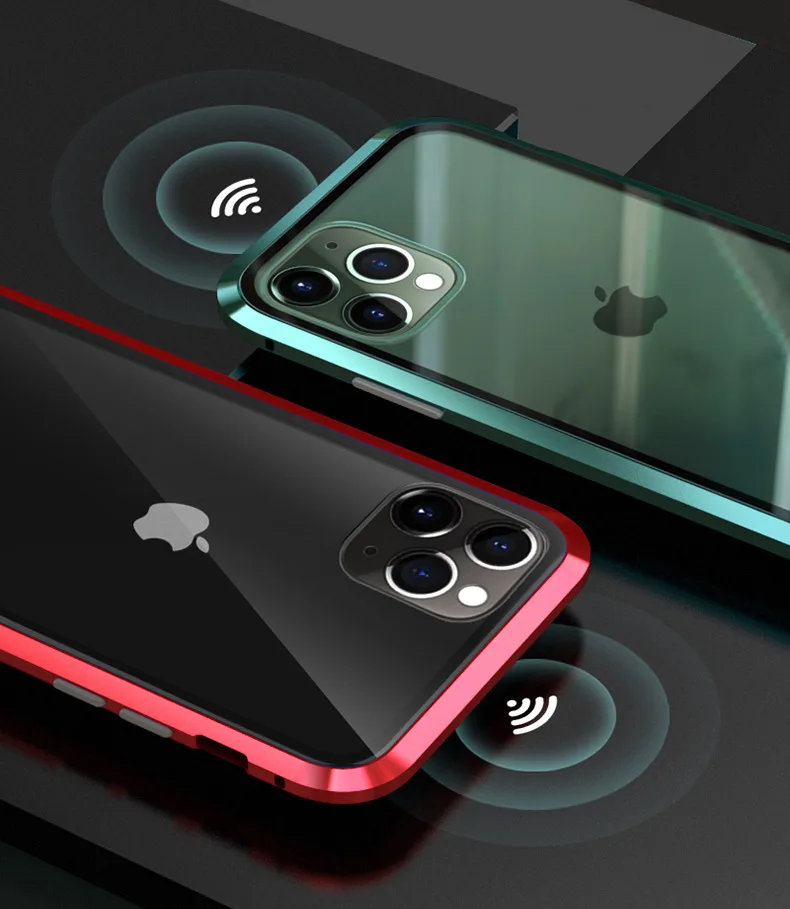 Магнитный металлический чехол для телефона iPhone 11 pro макс. закаленное стекло чехол для задней крышки для iPhone11pro MAX Магнитный чехол