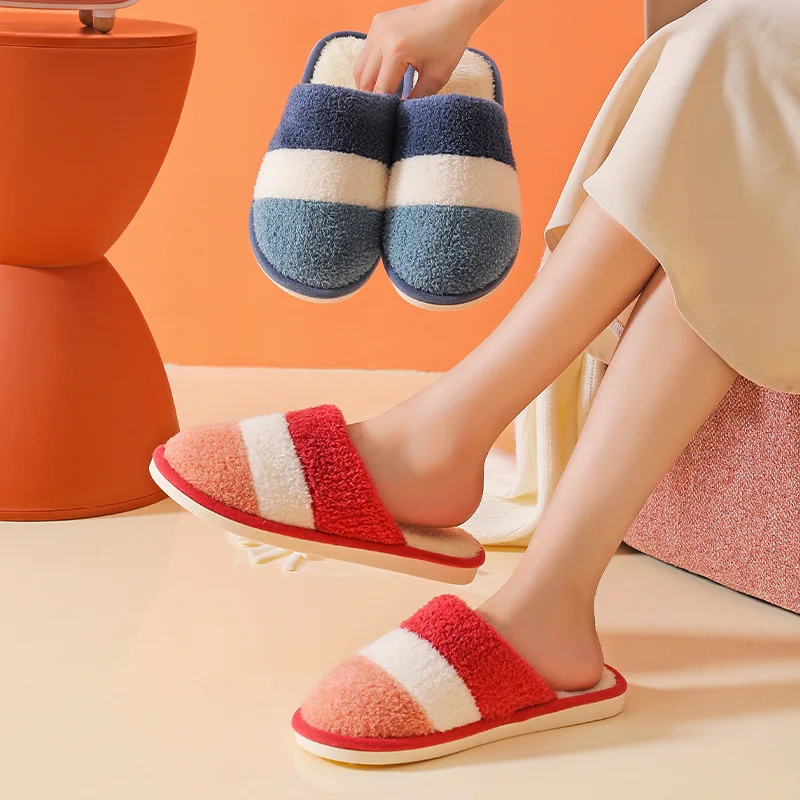 

Men and Women Floor Slippers Autumn and Winter New Home Warm Slippers Indoor Wear-resistant Korean Cute Couple Cotton Slippers