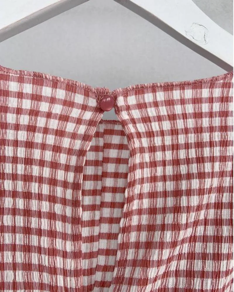 

Summer New Elegant Silm Waist Dresses Office Lady Vestidos Fashion Chic Drawstring Plaid Patchwork Design Woman Dress 2021