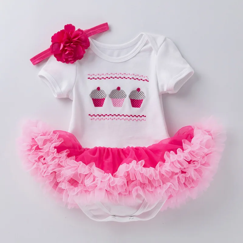 

Summer New Cartoon Infant Festival Clothes Baby Girls Pure Cotton Comfortable Romper Net Gauze Skirt Toddler Princess Dress