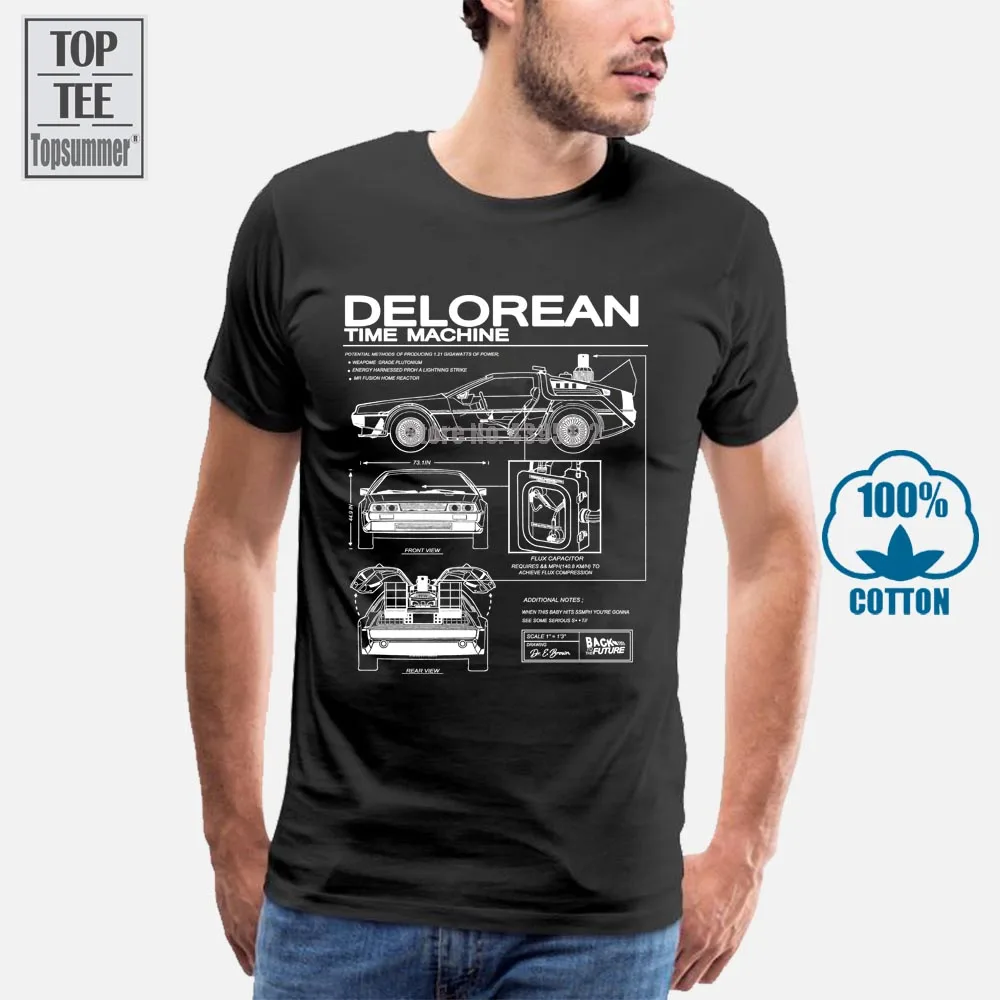 

Back To The Future Delorean Schematic T-Shirts With Print T-Shirt Men Motorcycle Cotton T-Shirts Summer Men'S T-Shirt Hip Hop