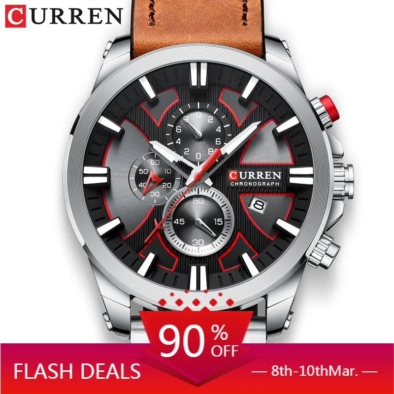 

CURREN ® Watch Luxury Mens Watch Military Leather Wristwatch Man Sports Clock Fashion Chronograph Waterproof Relojes Hombre