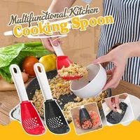 1pcs multifunctional kitchen cooking spoon heat resistant hanging hole innovative potato garlic press colander spoon for kitchen