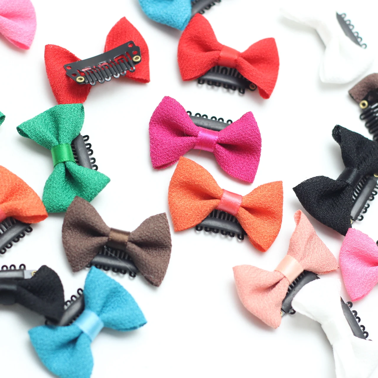 

10pcs/lot 1.5" Small Clip for Girls Soft chiffon Hair Bows with HairClips Girls Alligator Clip Hair Accessories School Headwear