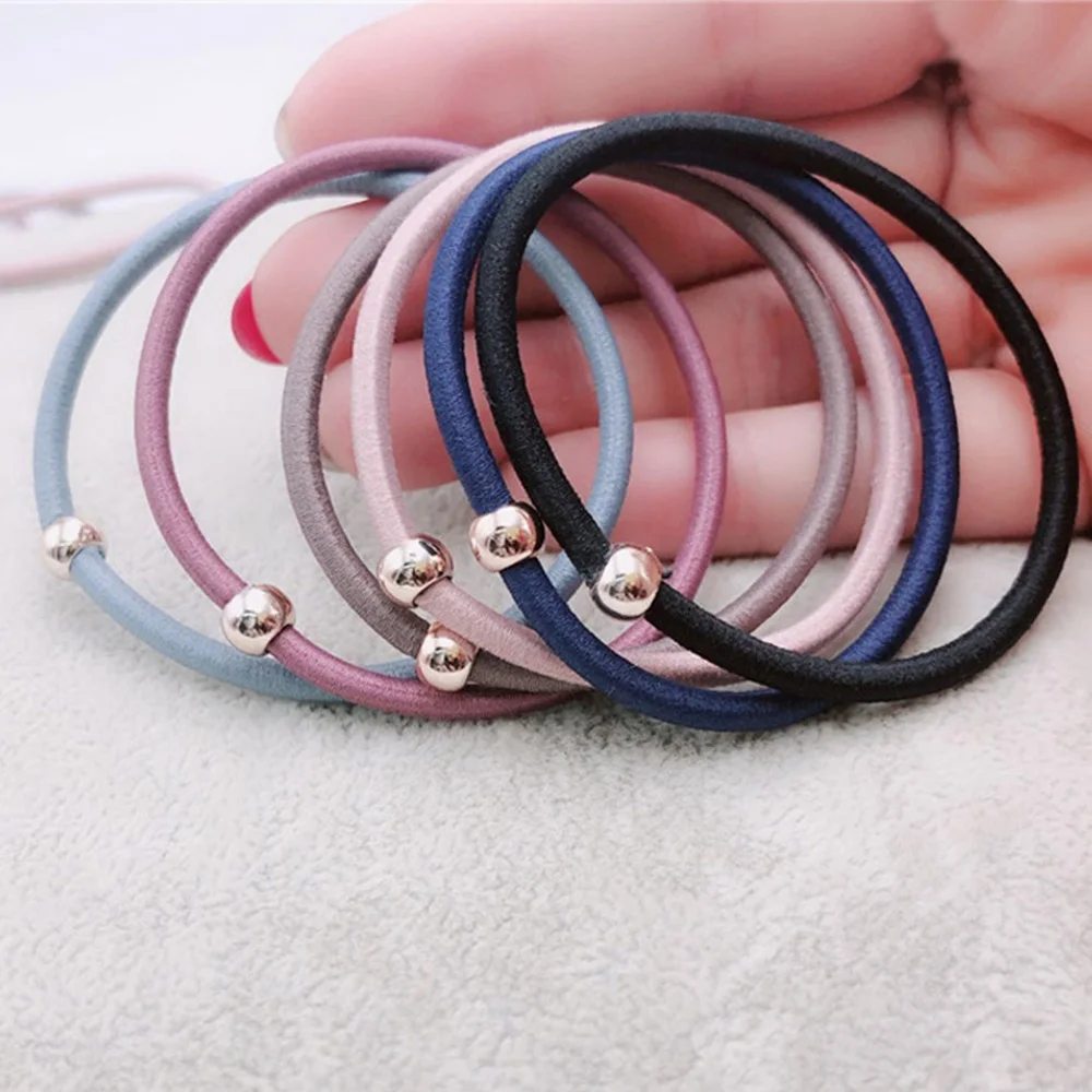 Резинки для волос женские тонкие с золотыми бусинами 5 см 1/10 шт. - купить по