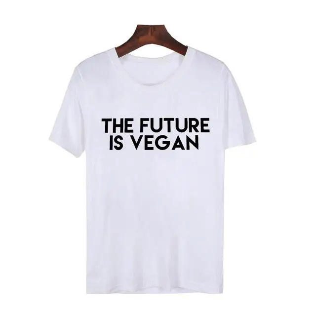 Женская Винтажная Футболка с принтом Будущее-Веган 100% хлопок
