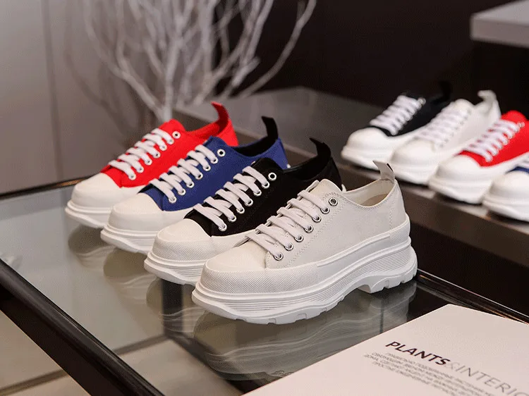

Hot-selling Trifle Sole Canvas White Shoes 2021 Spring Women's Increasing Student All-match Lace Fashion
