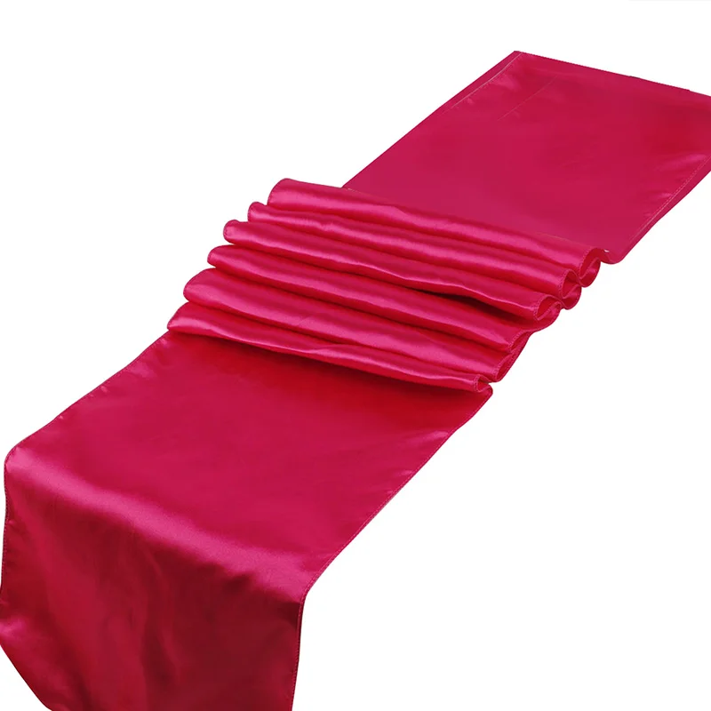 Fuchsia 25 шт. 30x275 см атласные настольные дорожки, украшение стола для дома, вечерние, свадебные подарки для мероприятий, Рождественское украшение, Банкетный Декор - Цвет: Fuchsia