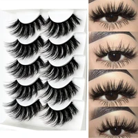 5pair black extra long thick wispies fluffy false eyelashes new eye lash extension beauty faux mink hair 3d multilayers fashion
