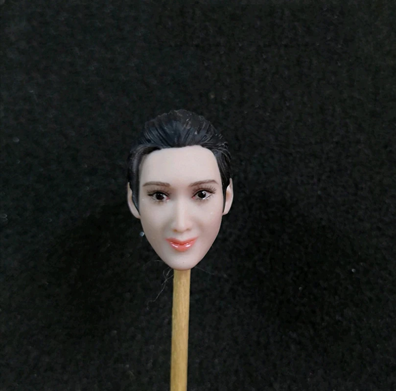 

1/12 Scale Little Girl Head Models with Black Short Hair for 6''Body Figures Toys Gifts Collections DIY