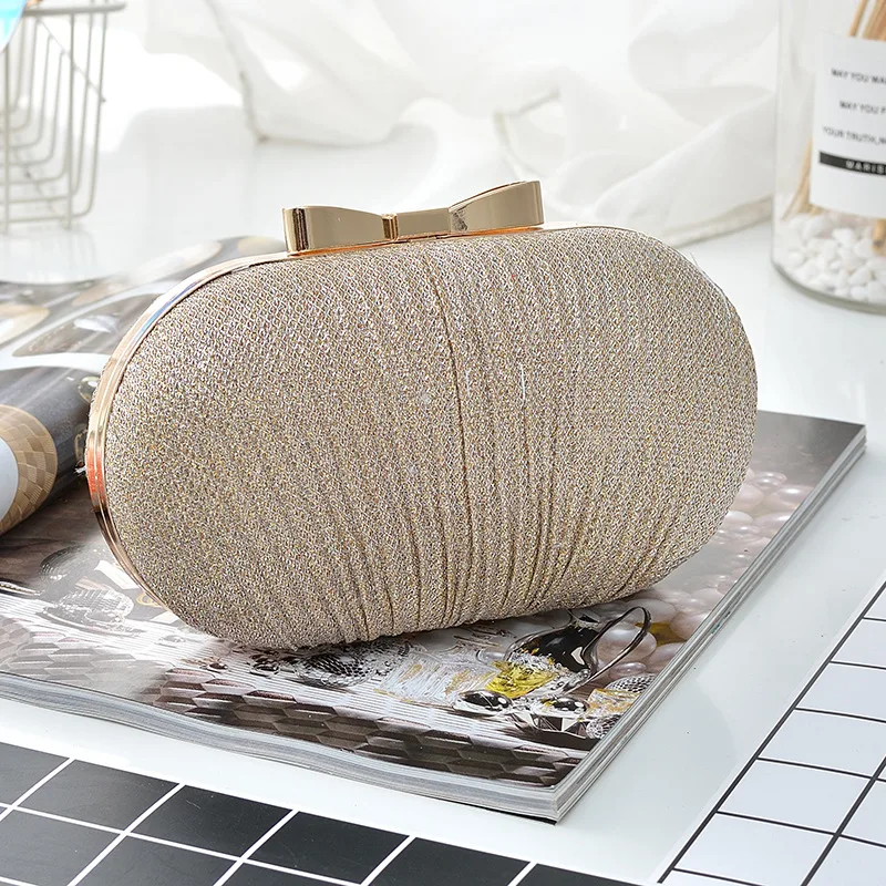 Вечерняя сумочка клатч для женщин свадебные ранцы металлические клатчи с бантом