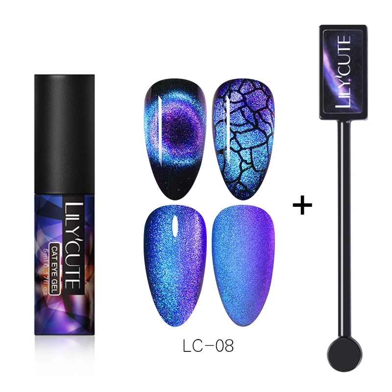 2 pcs 8 LILYCUTE 9D Auroras ногтей Гель-лак «кошачий глаз» Гель-лак для использования с магнитом звездное небо замочить от УФ Магнитный Гель-лак для ногтей 5 мл - Цвет: 2 pcs 8