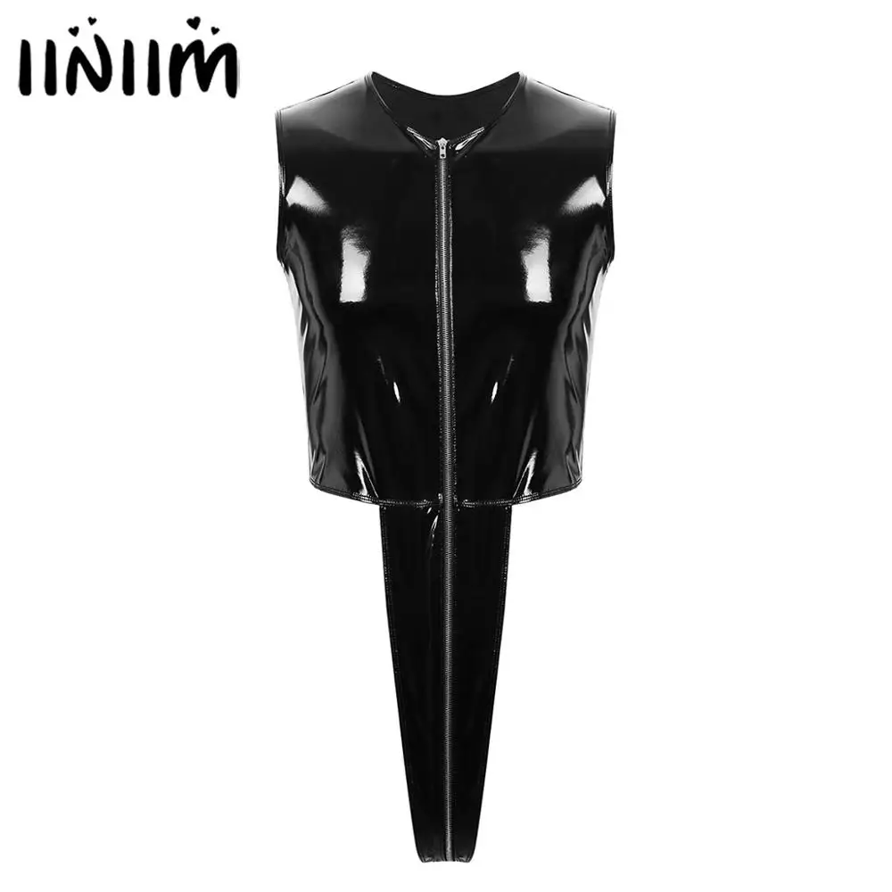 Комбинезон мужской кожаный с высоким вырезом на молнии | Тематическая одежда и