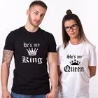 Парная футболка с надписью He's My KING and She's My футболки QUEEN