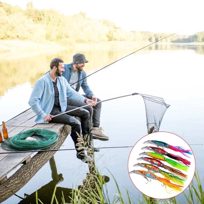 

6 Pcs/lot Octopus Squid Jig Hard Fishing Lures 18g/10cm Colorful Squid High Carbon Steel Hook Octopus Crank Baits