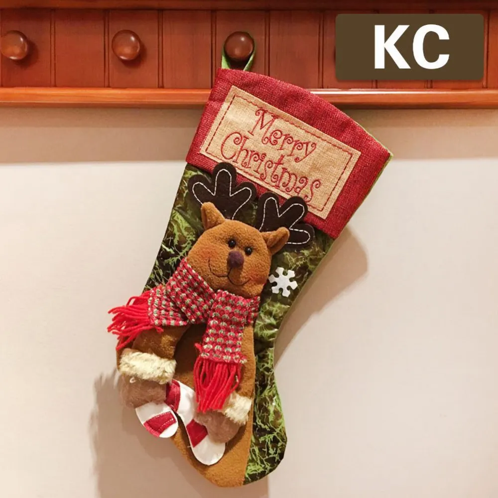 

Christmas Navidad Fireplace Xmas Tree Hanging Stockings Candy Bag Noel Christmas Decorations for Home Sock Ornaments