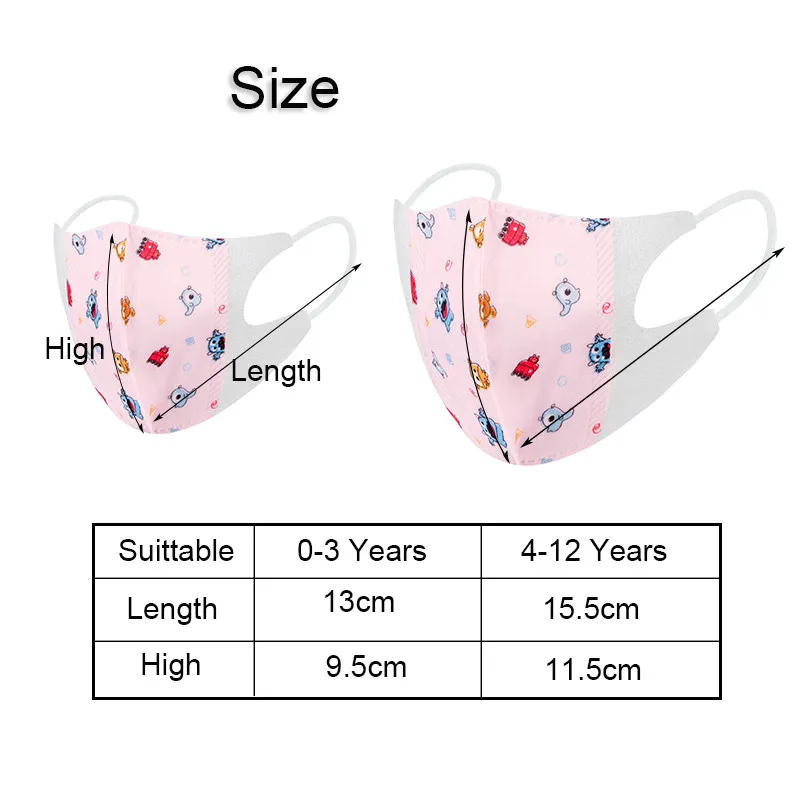 

20pc Cute Print Protec Face Masks For Child Kids Breathable Ear Loops Pm2.5 Dust-proof Maske Baby Child Masks No Decoration