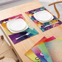 abstract pattern placemat for dining table mats eco friendly drink coasters colorful linen pads rectangle kitchen accessories