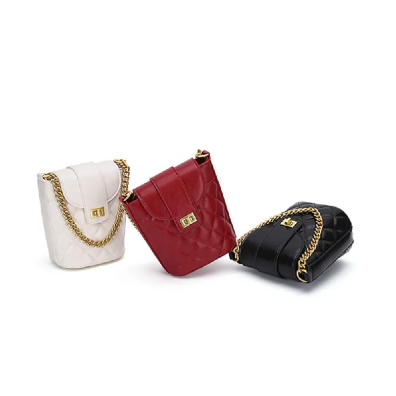 

LBBFS 2021 Bucket Cross Body Bag Chains Woman Luxury Brand Handbags Diamond Lattice Satchels Hasp Shoulder Bag Large Capacity