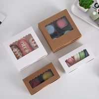 kraft paper with window bakery boxes packaging white paper cupcake boxes birthday party decoration party paper box 100pcslot