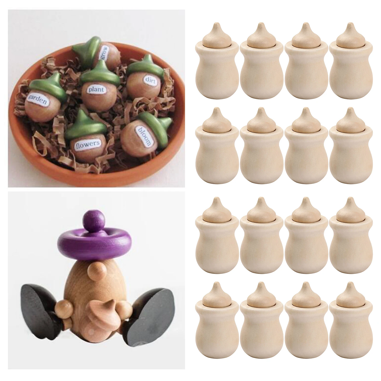 

Natural Wood Ankle Dolls Unfinished Tassels Decorative Shapes