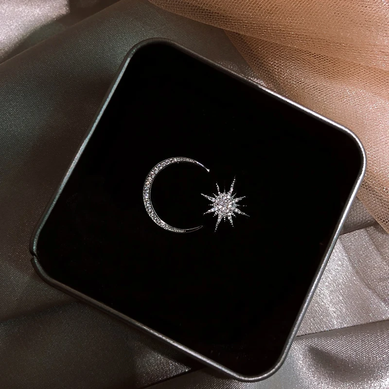 Новейшие блестящие серьги в виде звезды и Луны с кристаллами очаровательные для