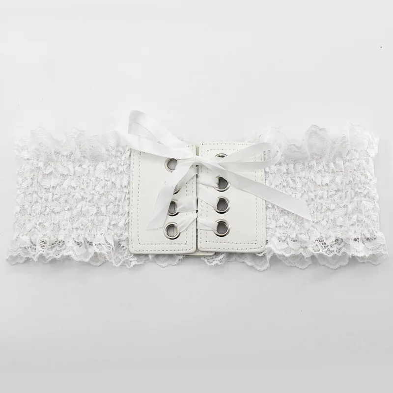 

Women Elegant Lace Belt Retro Elastic Waist Waistband Black Red Coffee White Corsets Autumn New QZ0192